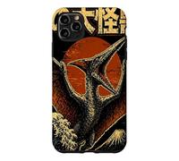 Carcasa para iPhone 11 Pro MAX Monstruo Cielo Volando Kaiju Pterosaurio sobre Ola Japonés Retro