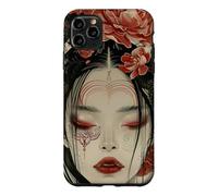 Carcasa para iPhone 11 Pro MAX Mujeres místicas japonesas y árbol de Cerezo Kanji japonés