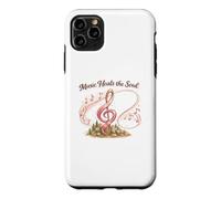 Carcasa para iPhone 11 Pro MAX Music Heals The Soul de Mujer con cáncer con Cinta Rosa