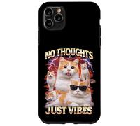 Carcasa para iPhone 11 Pro MAX No Thoughts Just Vibes Gracioso Gato Meme Bootleg Animales Humor