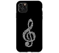 Carcasa para iPhone 11 Pro MAX Patrón de músico de Mosaico de Notas para Amantes de la música de Clave de Sol