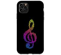 Carcasa para iPhone 11 Pro MAX Patrón de músico de Mosaico de Notas para Amantes de la música de Clave de Sol