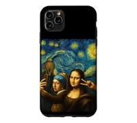 Carcasa para iPhone 11 Pro MAX Pendientes Divertidos con Forma de Selfie para niña de Mona Lisa, diseño de Perlas, Color Crema