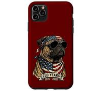 Carcasa para iPhone 11 Pro MAX Perro Pug con Bandera Estadounidense 250 años 1776-2026 Bicentenario de EE. UU.