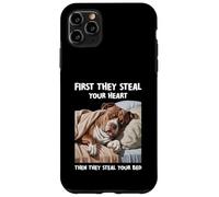 Carcasa para iPhone 11 Pro MAX Pitbull Roba Tu Corazón Luego Tu Cama Perro Dormido Pit Bull