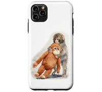 Carcasa para iPhone 11 Pro MAX Punch - Lindo bebé Mono y orangután Peluche Juguete Acuarela