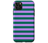 Carcasa para iPhone 11 Pro MAX Rayas horizontales Preppy a Rayas Verde Esmeralda y Lila