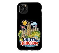 Carcasa para iPhone 11 Pro MAX Recuerdo de Viaje de Castillos con Bandera del Reino Unido