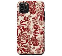 Carcasa para iPhone 11 Pro MAX Red Tropical Pineapple Palm Leaf Aloha Summer Pattern