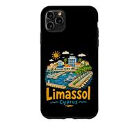 Carcasa para iPhone 11 Pro MAX Regalo de Recuerdo de Viaje de Limassol Chipre Dibujado a Mano