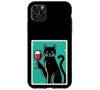 Carcasa para iPhone 11 Pro MAX Retro Elegante Gato con Vino Felino Gato Amante Gatito Gato Mamá