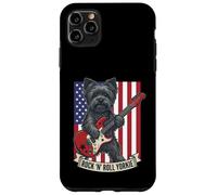 Carcasa para iPhone 11 Pro MAX Rock N Roll Yorkie Dog Playing Guitar USA Flag Puppy