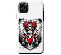 Carcasa para iPhone 11 Pro MAX Rojo Reina de Corazones Corona Rebelde Gafas de Sol Poker Card Mujeres