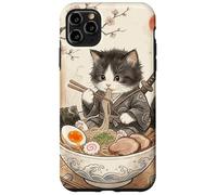 Carcasa para iPhone 11 Pro MAX Samurai Ninja Cute Cat Ramen Bowl Japonés Acuarela Japón