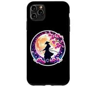 Carcasa para iPhone 11 Pro MAX Samurai Silueta Luz De La Luna Cerezo Flores Japonés Ninja