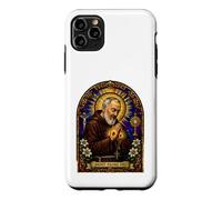 Carcasa para iPhone 11 Pro MAX San Padre Pío Católico Devocional Gótico Mosaico Icono Arte