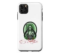 Carcasa para iPhone 11 Pro MAX Santa Muerte Green Justice Scythe Globe Folk Saint Rose