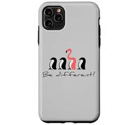 Carcasa para iPhone 11 Pro MAX Ser Diferente, Flamenco Rosa Entre los pingüinos