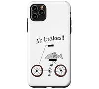 Carcasa para iPhone 11 Pro MAX Sin Frenos Pescado Montando Una Bicicleta Humor Tonto Raro