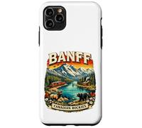 Carcasa para iPhone 11 Pro MAX Souvenir del Parque Nacional Retro Mountain Scenic de Banff, Canadá