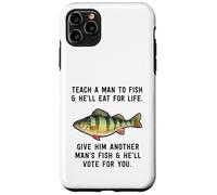 Carcasa para iPhone 11 Pro MAX Teach A Man To Fish - Cita inspiradora, Color Azul Jaspeado