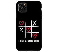 Carcasa para iPhone 11 Pro MAX Tic TAC Toe 3 en una Fila Divertido Día de San Valentín Love Always Wins