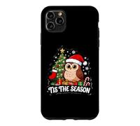 Carcasa para iPhone 11 Pro MAX Tis The Season Owl Lover Árbol de Navidad Festivo Navidad Navidad