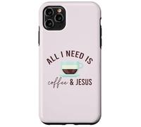 Carcasa para iPhone 11 Pro MAX Todo LO Que Necesito ES CAFÉ & JESÚS Divertido Meme Cristiano con cafeína