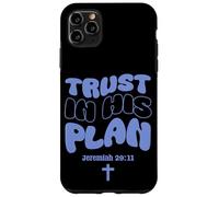 Carcasa para iPhone 11 Pro MAX Trust In His Plan Jeremiah Biblia Verso Retro Groovy Word Art