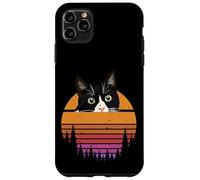 Carcasa para iPhone 11 Pro MAX Tuxedo Cat Retro 70s Sunset Vintage Cat Lover