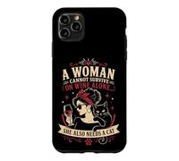 Carcasa para iPhone 11 Pro MAX Una Mujer no Puede Sobrevivir Solo con Vino Ella también Necesita un Gato