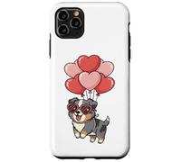 Carcasa para iPhone 11 Pro MAX Valentines Day Heart Balloons Blue Merle Australian Shepherd