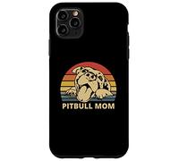 Carcasa para iPhone 11 Pro MAX Vintage Pitbull Mom | Happy Smiling Pitbull Mom on Sunset