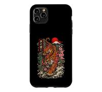 Carcasa para iPhone 11 Pro MAX Vintage Tattoo Tiger Estilo Japonés Arte Monte Fuji Gráfico
