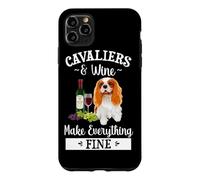 Carcasa para iPhone 11 Pro MAX Wine Makes Everything Fine Cavalier King Charles Spaniel Dog