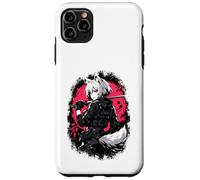 Carcasa para iPhone 11 Pro MAX Wolf Anime Girl Samurai Katana Rosa Negro Diseño Estético