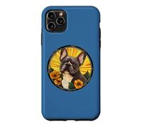 Carcasa para iPhone 11 Pro MAX Womens Girls Floral Flowers Round Black French Bulldog Lover