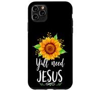 Carcasa para iPhone 11 Pro MAX Y'all Need Jesus Christian Bible Versículo Religión Girasoles