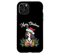 Carcasa para iPhone 11 Pro Mens Womens Kids Merry Christmas Santa Cavalier Dog Mom