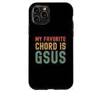 Carcasa para iPhone 11 Pro Mi Acorde Favorito es Gsus Retro Christian Guitar Player Juego de Palabras