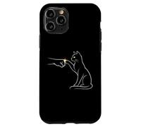 Carcasa para iPhone 11 Pro Midnight Cat Touch Magical Bond Line Art Cat Silhouette
