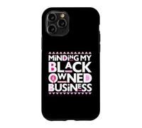 Carcasa para iPhone 11 Pro Minding My Own Black Business Apoyando el Cáncer de Mama Rosa