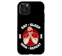 Carcasa para iPhone 11 Pro MMA Cage Fighter Eat Sleep Repetir Artes Marciales Mixtas