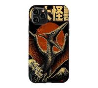 Carcasa para iPhone 11 Pro Monstruo Cielo Volando Kaiju Pterosaurio sobre Ola Japonés Retro