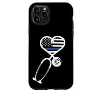 Carcasa para iPhone 11 Pro Nurse Police Wife Officer Thin Blue Line Heart Flag Black