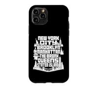 Carcasa para iPhone 11 Pro NYC New York City Boroughs Skyline Brooklyn Manhattan