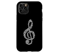 Carcasa para iPhone 11 Pro Patrón de músico de Mosaico de Notas para Amantes de la música de Clave de Sol