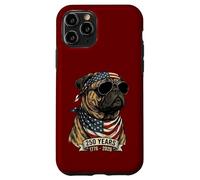 Carcasa para iPhone 11 Pro Perro Pug con Bandera Estadounidense 250 años 1776-2026 Bicentenario de EE. UU.