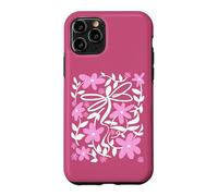 Carcasa para iPhone 11 Pro Pink Floral Daisy Dragonfly Botanical Wildflower Vine Garden