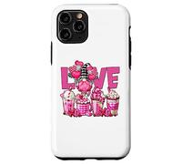 Carcasa para iPhone 11 Pro Pink Latte Buffalo Plaid GNOME Love Valentines Coffee